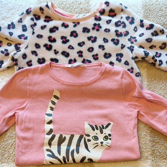 H&M Other - H&M Pink Sweaters with Playful Cat Design And Fuzzy Animal Print.